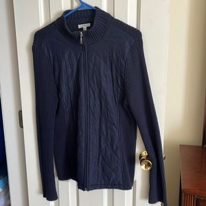 Knit jacket with polyester lining from Croft & Barrow. Navy blue. Used.